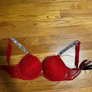 Victoria Secrete Bombshell Add-2-Cups Lace Shine Strap Push-Up Bra